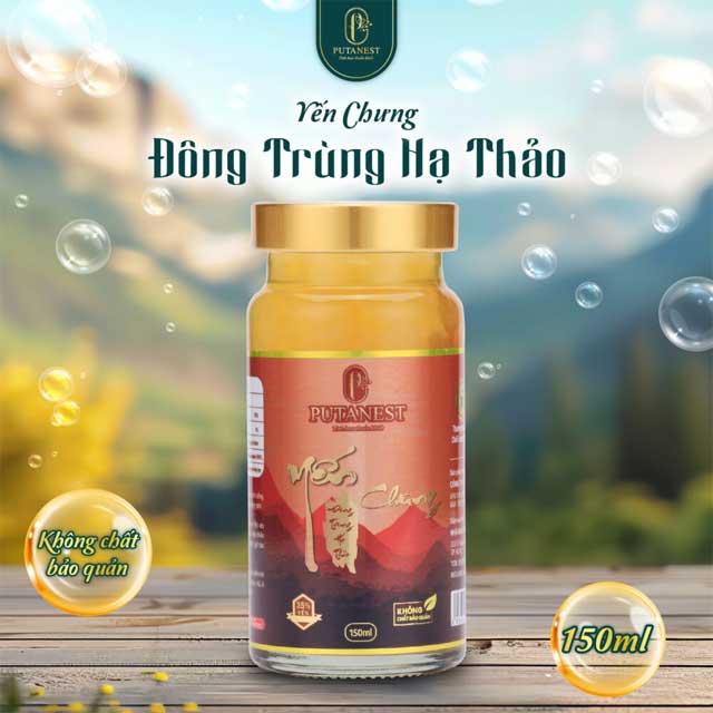 Hộp Quà Tinh Hoa 5 Hũ Yến Chưng Đông Trùng Hạ Thảo 35% 150ml